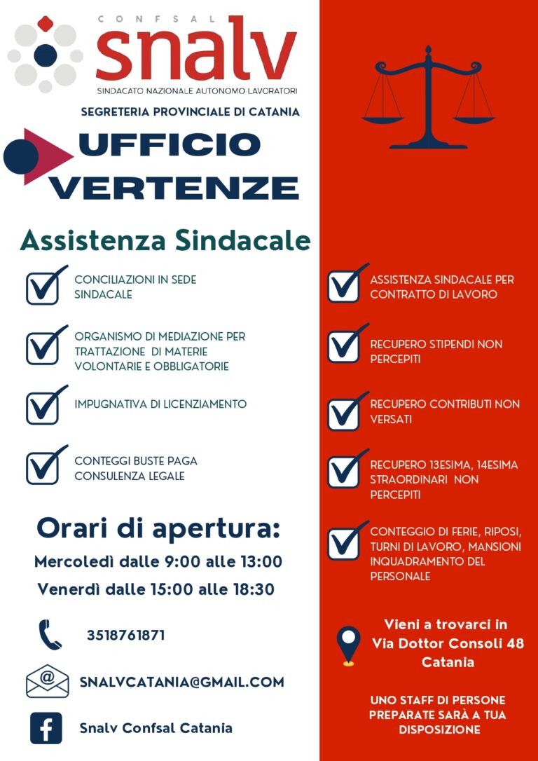 volantino ufficio vertenze confsal